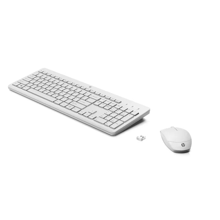 HP 230 Wireless Keyboard and Mouse Combo - Sleek White Design, Quiet Keys, 10m Range