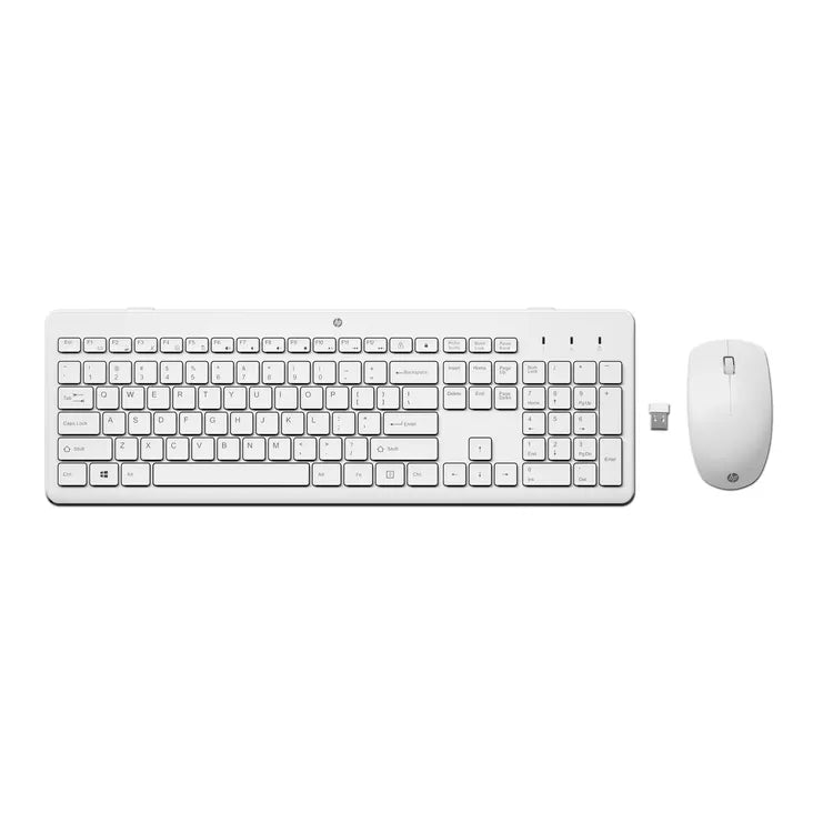 HP 230 Wireless Keyboard and Mouse Combo - Sleek White Design, Quiet Keys, 10m Range