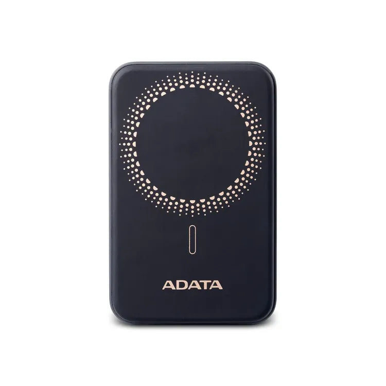 ADATA R100 Magnetic Power Bank - 10,000 mAh, Black - Fast Wireless Charging for iPhone & Android
