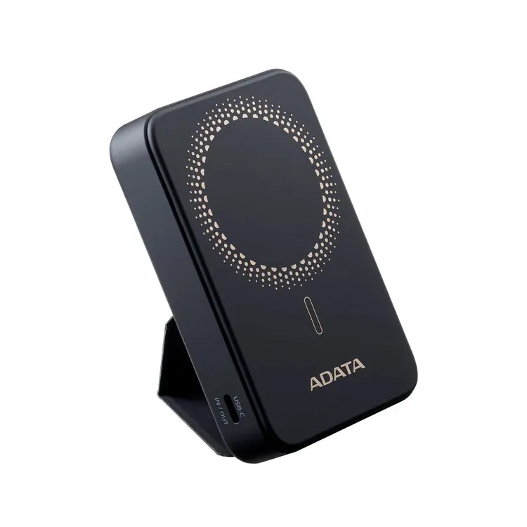 ADATA R100 Magnetic Power Bank - 10,000 mAh, Black - Fast Wireless Charging for iPhone & Android