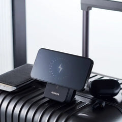 ADATA R100 Magnetic Power Bank - 10,000 mAh, Black - Fast Wireless Charging for iPhone & Android
