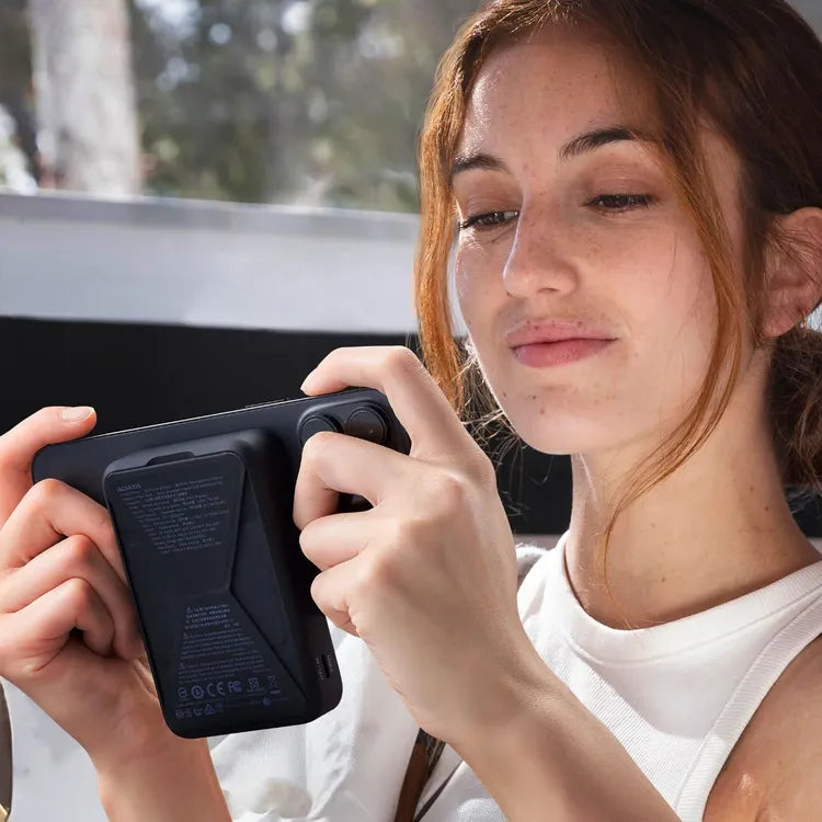 ADATA R100 Magnetic Power Bank - 10,000 mAh, Black - Fast Wireless Charging for iPhone & Android