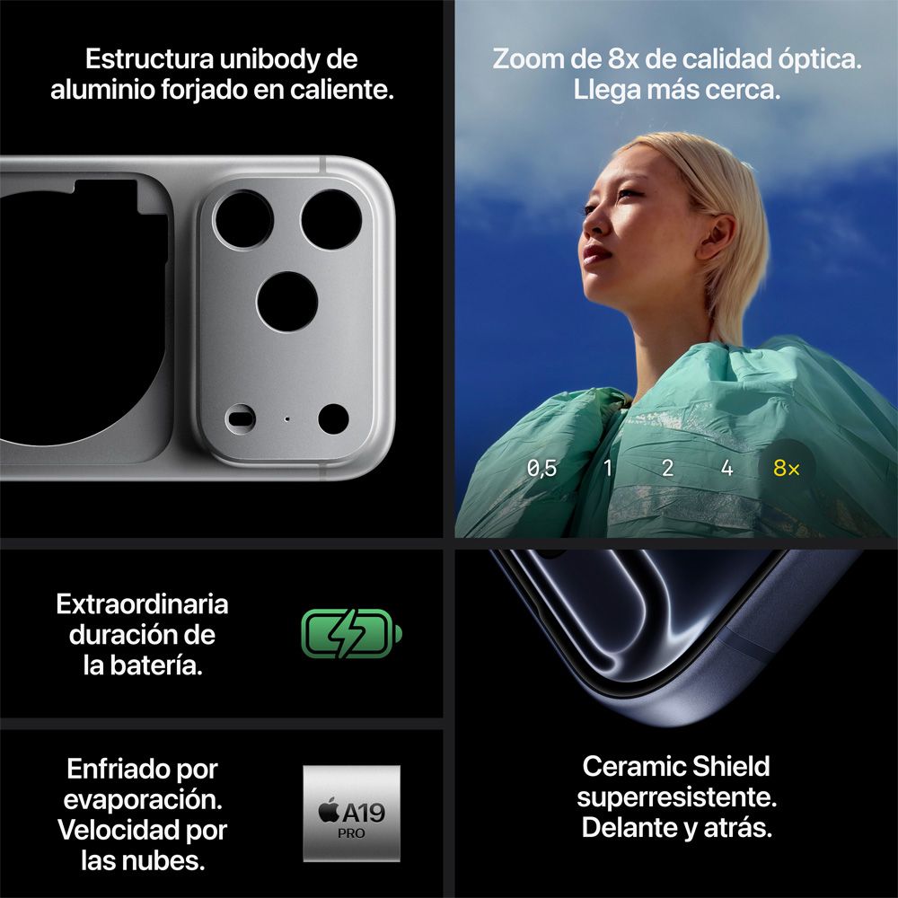 iPhone 17 Pro Azul 256GB: Chip A19, Pantalla 6.3", Cámaras 48MP